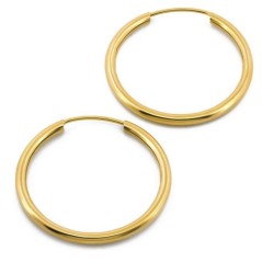 Arracadas Lisas Redondas 2.4 Cm Oro Sólido 14k