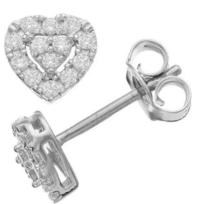 Aretes Corazón en Plata Esterlina y Diamantes Éticos 0.25ct