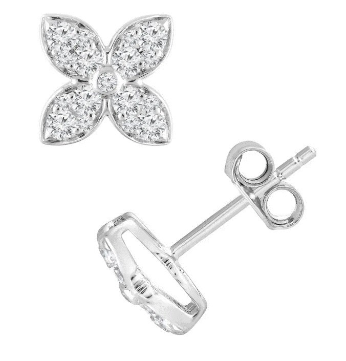Arete Hoja en Plata Esterlina y .048ct Diamantes Éticos