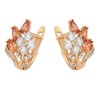 Aretes Dama Racimo Flores Cristales y Topacio Oro Laminado