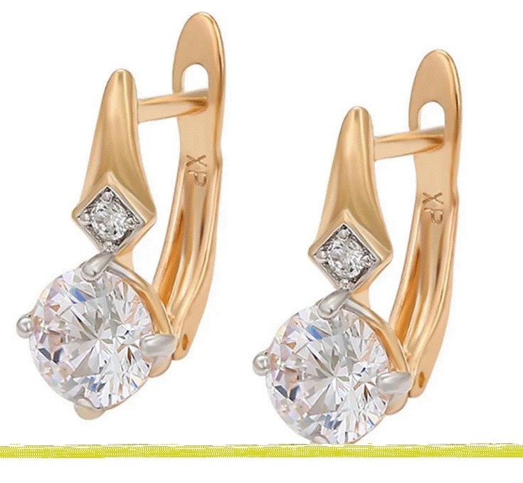 Finos Aretes Dama Con Cristal Austriaco Oro 14k Laminado Dorado