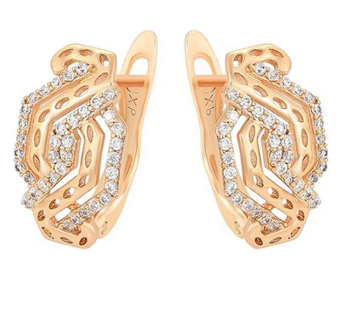 Aretes Con Cristales Diseño Grecas Oro 14k Laminado