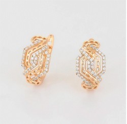 Aretes Con Cristales Diseño Grecas Oro 14k Laminado