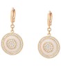 Aretes Colgantes Redondos Halo Swarovski Oro 18K Laminado Blanco Color