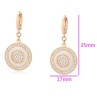 Aretes Colgantes Redondos Halo Swarovski Oro 18K Laminado Blanco Color