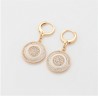 Aretes Colgantes Redondos Halo Swarovski Oro 18K Laminado Blanco Color