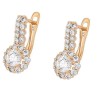 Aretes Dama Flor Roseta Zirconias Diamante Oro 14K Laminado Dorado