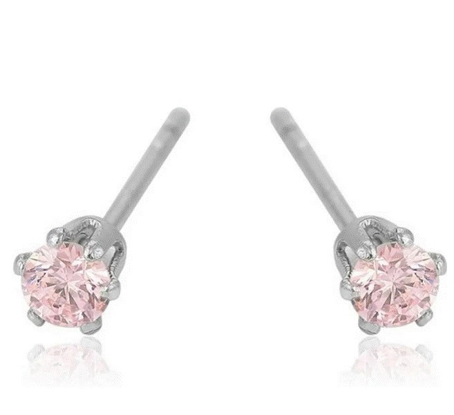 Broqueles Cristal Para Niña Oro 18k Laminado 3 Mm Rosa