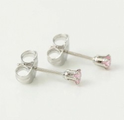 Broqueles Cristal Para Niña Oro 18k Laminado 3 Mm Rosa