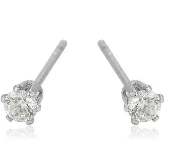 Broqueles Cristal Para Niña Oro 18k Laminado 3 Mm Blanco