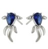 Aretes Broquel Pez Zafiro Y Rubí Oro 14k Laminado Azul