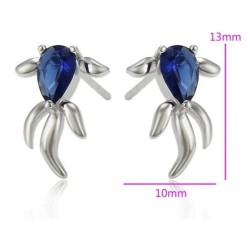 Aretes Broquel Pez Zafiro Y Rubí Oro 14k Laminado Azul