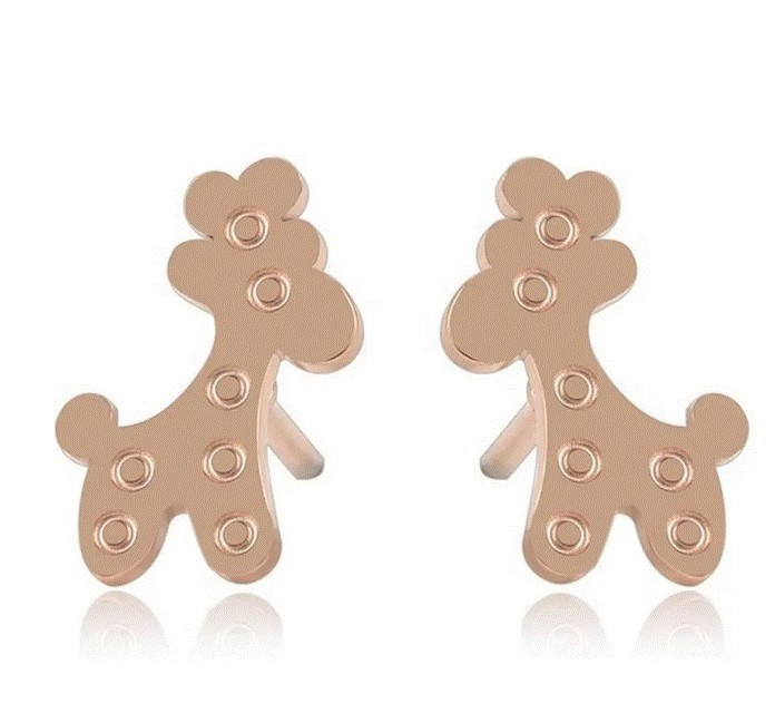 Aretes Broqueles Jirafa Para Niña Oro 14k Laminado Bolita