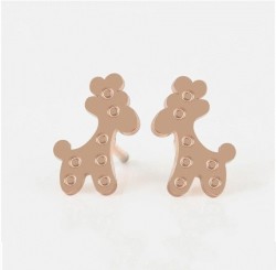 Aretes Broqueles Jirafa Para Niña Oro 14k Laminado Bolita
