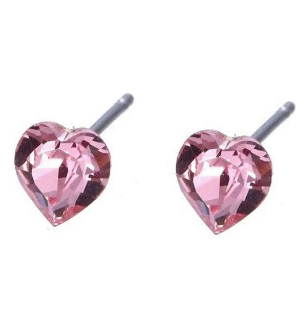Broqueles Corazón De Cristales 5 Mm Oro 18k Laminado Rosa