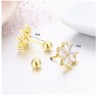 Aretes Broqueles Flor Cristales Oro 14k Laminado Bolita Niña Blanco