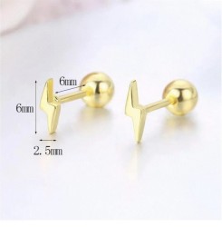 Broqueles Rayito Oro 14k Laminado Bolita Niña O Adulto Amarillo