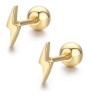 Broqueles Rayito Oro 14k Laminado Bolita Niña O Adulto Amarillo