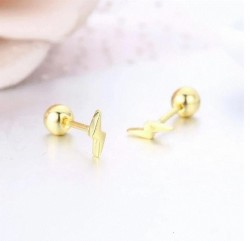 Broqueles Rayito Oro 14k Laminado Bolita Niña O Adulto Amarillo