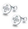 Broqueles Cruz Cristales Oro 14k Laminado Bolita Niña Adulto Blanco