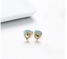 Aretes Broquel Delfin Cristal Cristal Oro 14k Laminado Azul