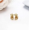 Aretes Broquel Delfin Cristal Cristal Oro 14k Laminado Rosa