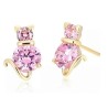 Broqueles Gato Cristal Aquamarina Oro 14k Laminado Rosa