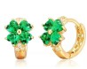 Arracadas Huggies Flor Cristales Para Niña Oro Laminado Verde