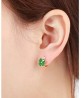 Arracadas Huggies Flor Cristales Para Niña Oro Laminado Verde