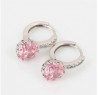 Aretes Arracadas Oro 14k Laminado Brillante Cristal Rosa