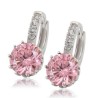 Aretes Arracadas Oro 14k Laminado Brillante Cristal Rosa