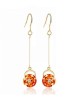 Aretes Largos con Cristales Oro Laminado 18k Lam Café