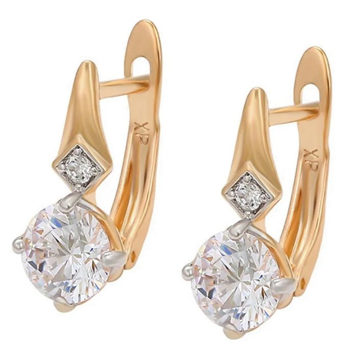 Finos Aretes Dama Con Cristal Austriaco Oro 14k Laminado