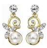 Aretes Con Perlas Y Cristales Oro 18k Laminado Dorado