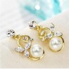Aretes Con Perlas Y Cristales Oro 18k Laminado Dorado