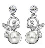 Aretes Con Perlas Y Cristales Oro 18k Laminado Blanco