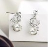 Aretes Con Perlas Y Cristales Oro 18k Laminado Blanco