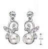 Aretes Con Perlas Y Cristales Oro 18k Laminado Blanco