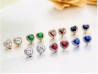Broqueles Corazón Cristal Oro 14k Laminado Azul