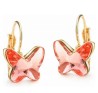 Aretes Mariposa De Cristales Oro 18k Laminado Rosa