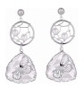 Aretes Cristal Y Perlas Mariposa Oro 14k Laminado Blanco