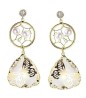 Aretes Cristal Y Perlas Mariposa Oro 14k Laminado Dorado