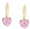 Aretes Corazon Cristal Cristal Oro 14k Laminado Rosa Color