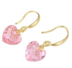 Aretes Corazon Cristal Cristal Oro 14k Laminado Rosa Color