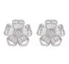Aretes Flor Pensamiento Cristal Oro 14k Laminado Blanco