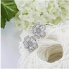 Aretes Flor Pensamiento Cristal Oro 14k Laminado Blanco