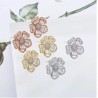 Aretes Flor Pensamiento Cristal Oro 14k Laminado Blanco
