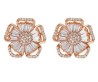 Aretes Flor Pensamiento Cristal Oro 14k Laminado Rosa