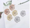Aretes Flor Pensamiento Cristal Oro 14k Laminado Rosa