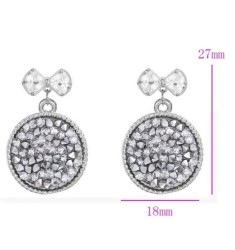 Aretes Cristal Diamante Moño Colagntes Oro 14k Laminado Blanco